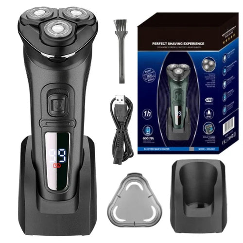 LCD Display IPX7 Waterproof Electric Shaver for Men Wet Dry Beard