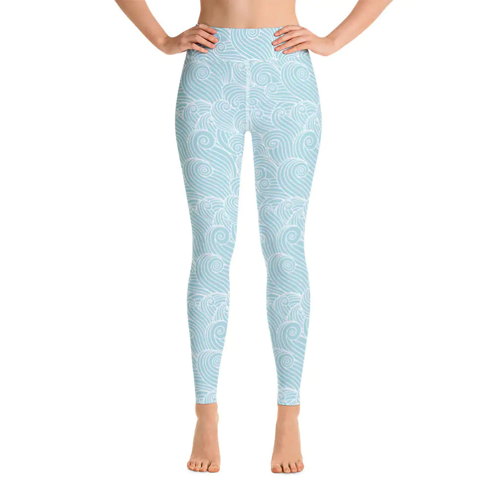 Women's Blue Ocean Swirl Yoga Leggings