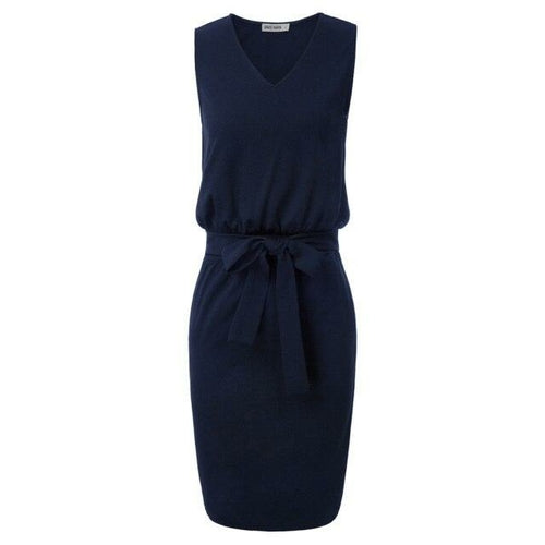 Elastic Dress Hips-wrapped No lining Women's Pencil Sleeveless V-Neck